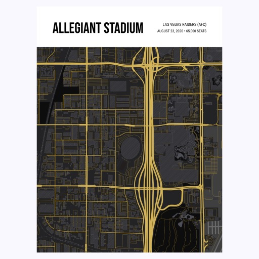 Las Vegas Raiders Stadium Poster - Street Map 1