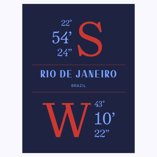Rio de Janeiro Coordinates Poster 1