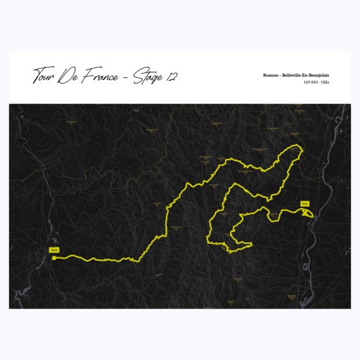 2023 Tour de France Stage 12 Poster - Route Map 1