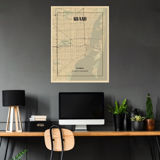 Miami in Vintage Poster - Street Map 3