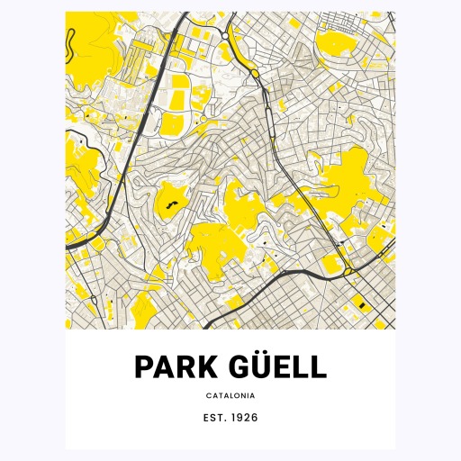 Parque Güell Poster - Street Map 1