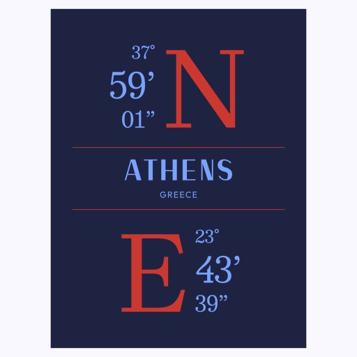 Athens Coordinates Poster 1