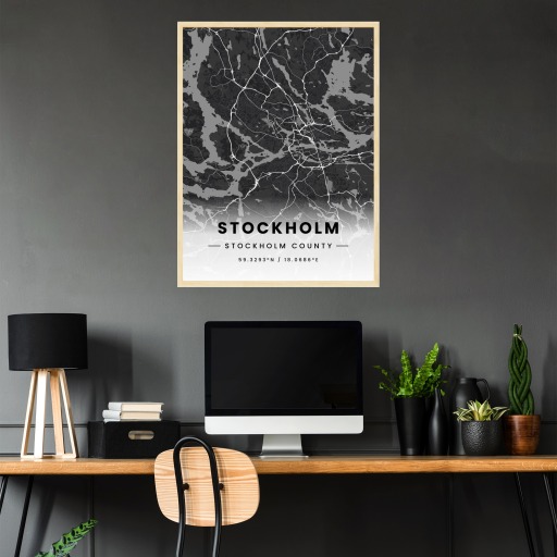 Stockholm in Dark Poster - Street Map 3