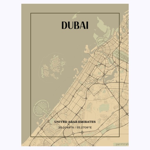 Dubai in Vintage Poster - Street Map 1