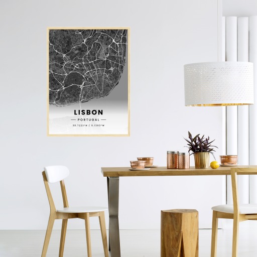 Lisbon in Dark Poster - Street Map 4