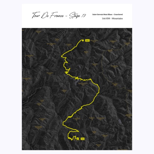 2023 Tour de France Stage 17 Poster - Route Map 1