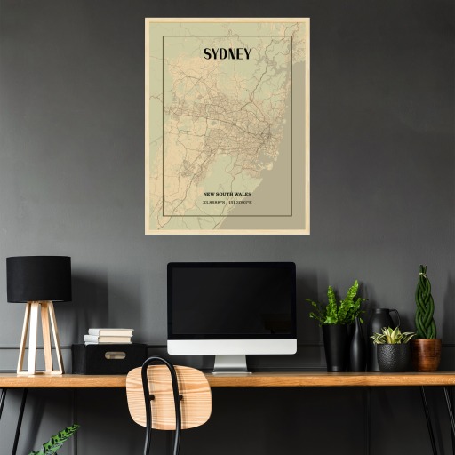 Sydney in Vintage Poster - Street Map 3