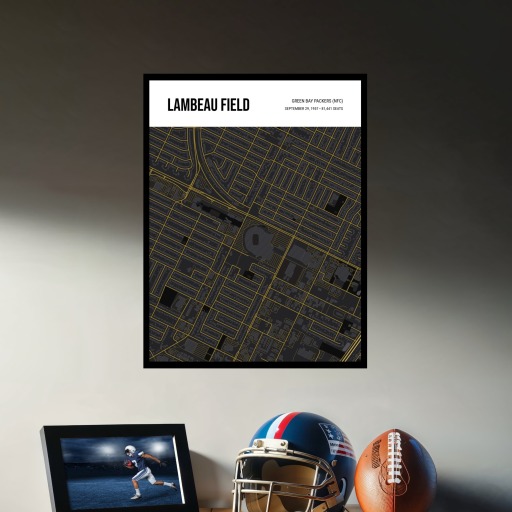 Green Bay Packers Stadium Poster - Street Map 3