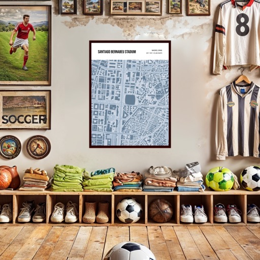 Santiago Bernabeu Stadium Poster - Street Map 2
