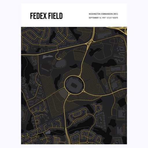 Washington Commanders Stadium Poster - Street Map 1