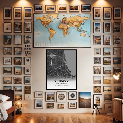 Chicago in Dark Poster - Street Map 3