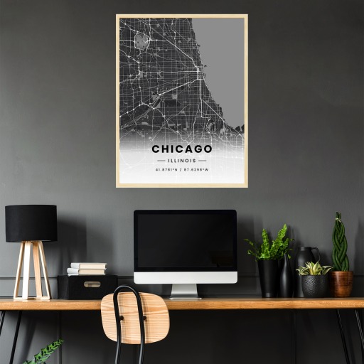 Chicago in Dark Poster - Street Map 4