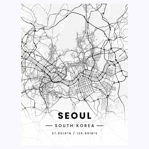 Seoul in Light Poster - Street Map 1