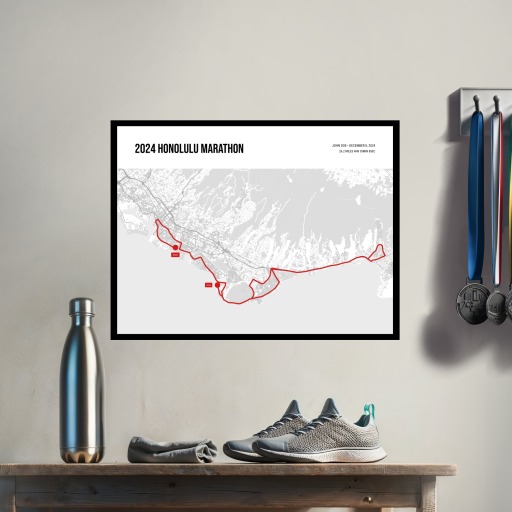 2024 Honolulu Marathon Poster - Route Map 3