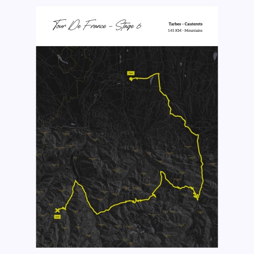2023 Tour de France Stage 6 Poster - Route Map 1