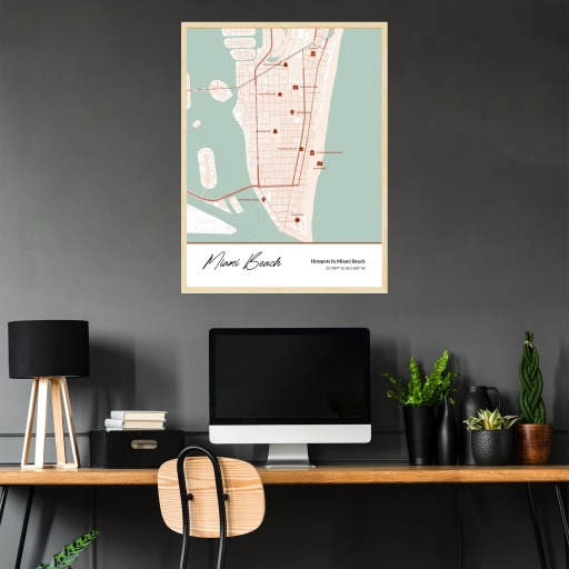 Hotspots in Miami Beach Poster - Street Map 3