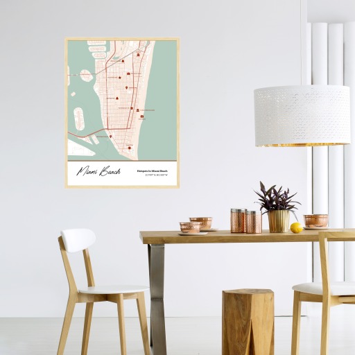 Hotspots in Miami Beach Poster - Street Map 4