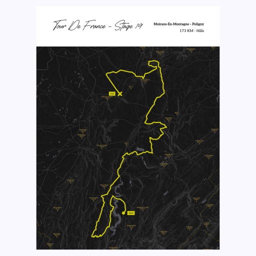 2023 Tour de France Stage 19 Poster - Route Map 1