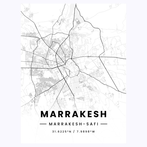 Marrakesh in Light Poster - Street Map 1