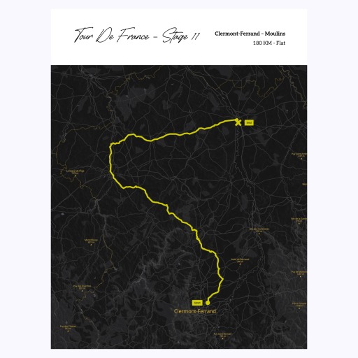 2023 Tour de France Stage 11 Poster - Route Map 1