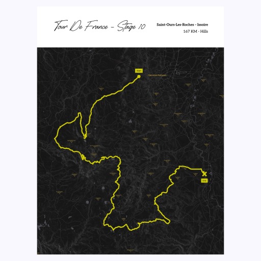 2023 Tour de France Stage 10 Poster - Route Map 1