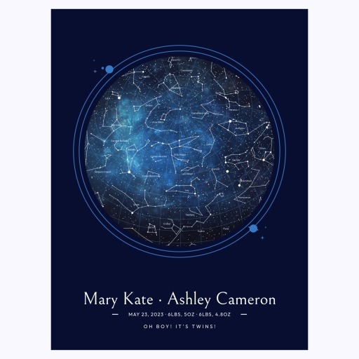 Newborn Twins Poster in Starry - Celestial Map 1