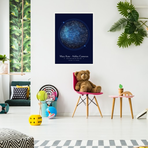 Newborn Twins Poster in Starry - Celestial Map 4