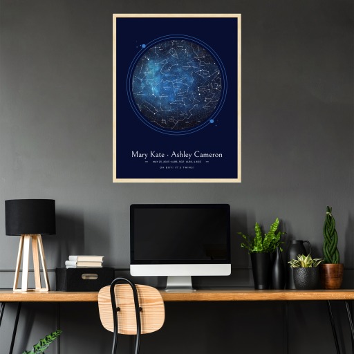 Newborn Twins Poster in Starry - Celestial Map 5
