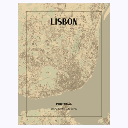 Lisbon in Vintage Poster - Street Map 1