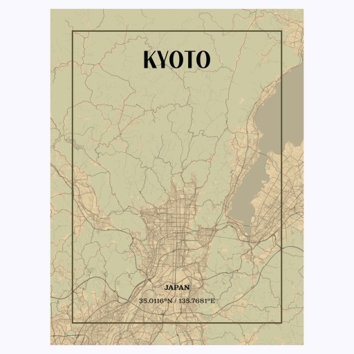 Kyoto in Vintage Poster - Street Map 1