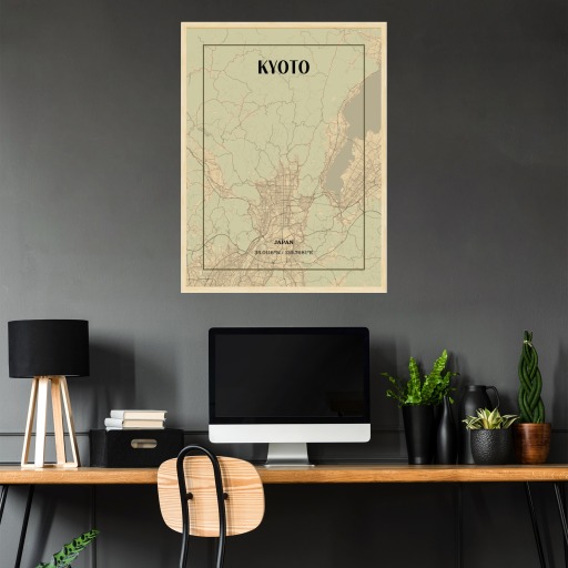 Kyoto in Vintage Poster - Street Map 3