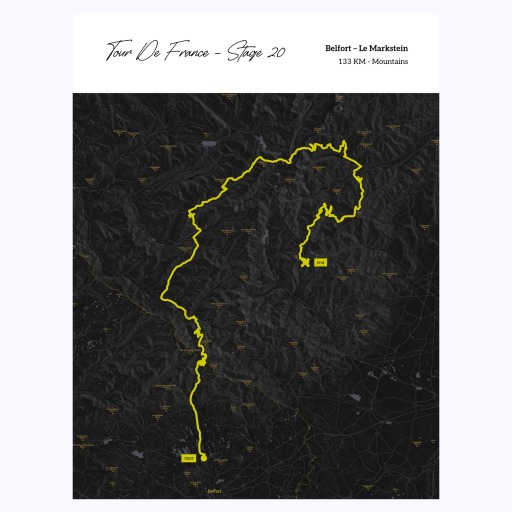 2023 Tour de France Stage 20 Poster - Route Map 1
