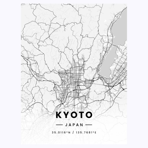 Kyoto in Light Poster - Street Map 1