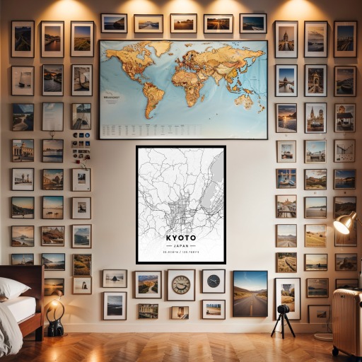 Kyoto in Light Poster - Street Map 2