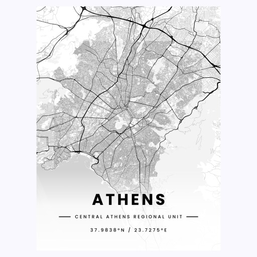 Athens in Light Poster - Street Map 1