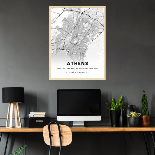 Athens in Light Poster - Street Map 3