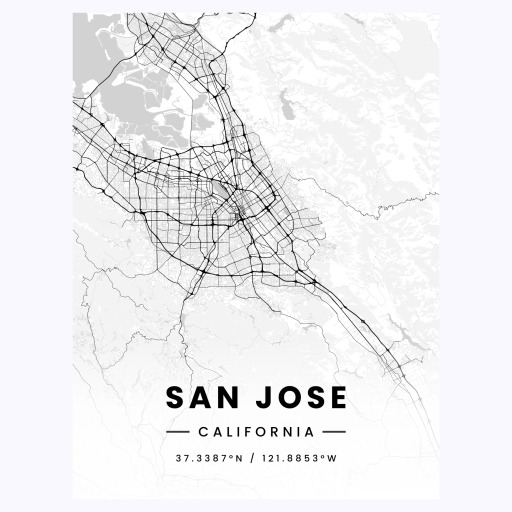 San Jose in Light Poster - Street Map 1