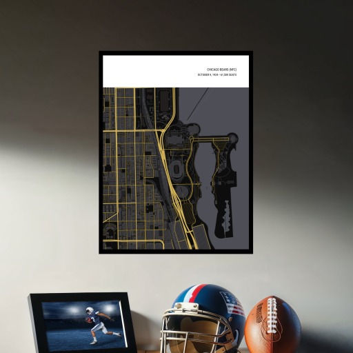 Chicago Bears Stadium Poster - Street Map 4