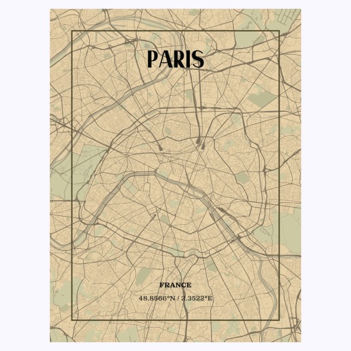 Paris in Vintage Poster - Street Map 1