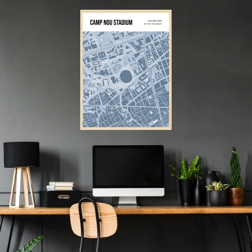Camp Nou Stadium Poster - Street Map 3