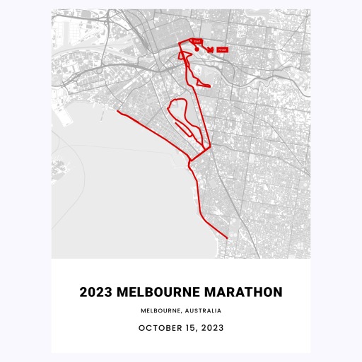 2023 Melbourne Marathon Poster - Route Map 1
