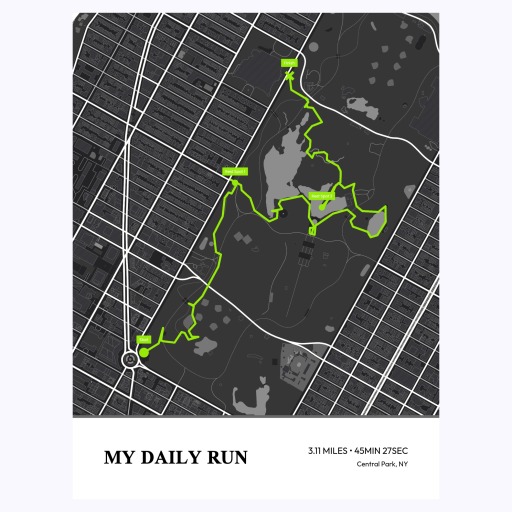 My Daily Run Poster - Route Map 1