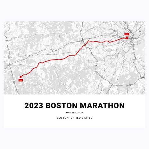 2023 Boston Marathon Poster - Route Map 1