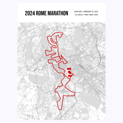 2024 Rome Marathon Poster - Route Map 1