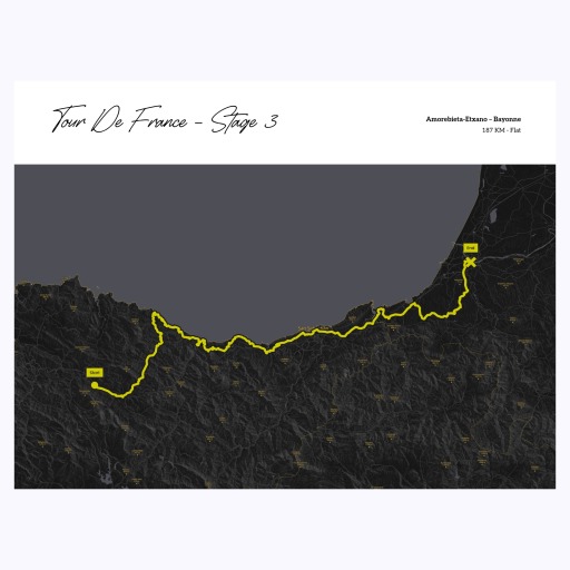 2023 Tour de France Stage 3 Poster - Route Map 1
