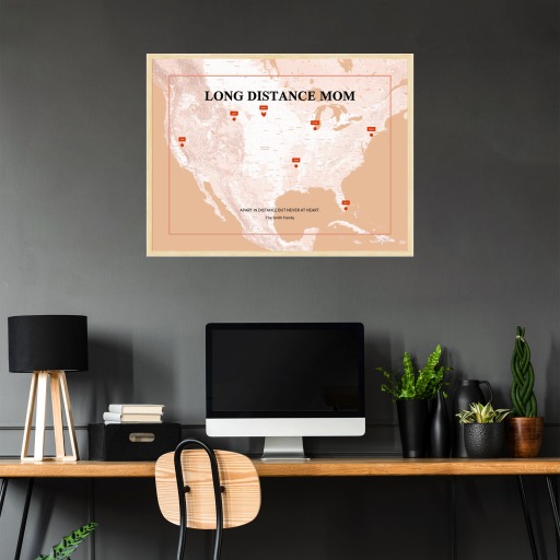 Long Distance Mom Poster - Terrain Map 3