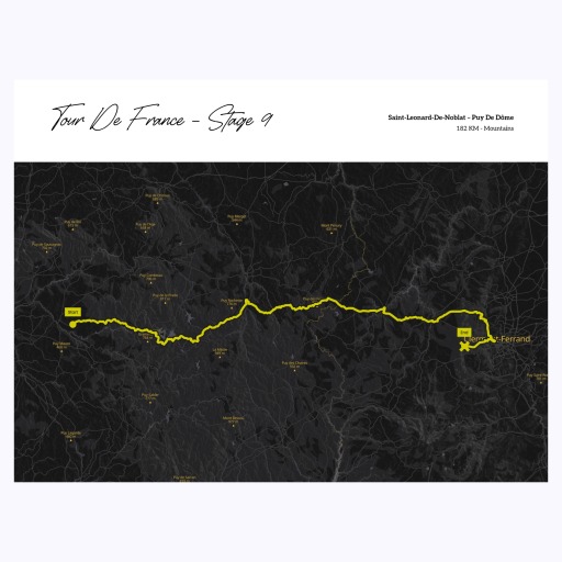2023 Tour de France Stage 9 Poster - Route Map 1