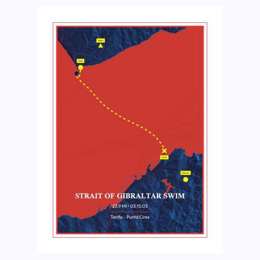 Strait of Gibraltar Swim Poster - Route Map 1