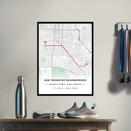 Run Trough My Neighborhood Poster - Route Map 3