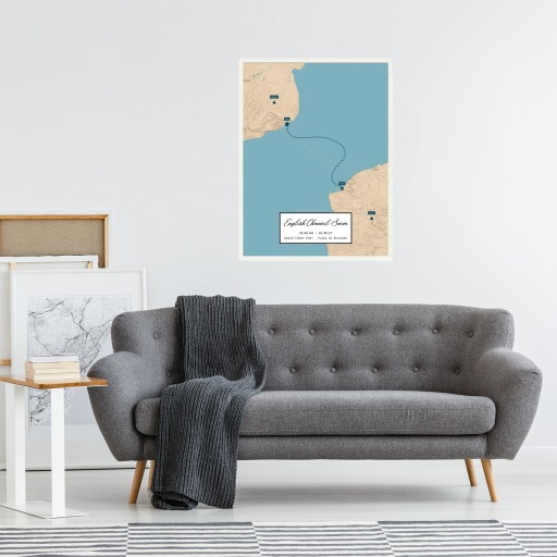 English Channel Swim Poster - Route Map 4